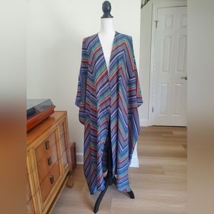 Free People Intimately Womens Mojave Kimono Duster Long Chevron Print Colorful